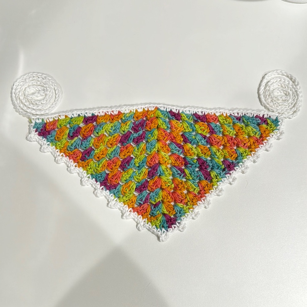 Colorful Crochet Triangle Bandana